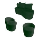 Ver imagem 2 de Kit Namoradeira + 2 Poltronas Yara Orgânica Suede Verde