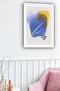 Ver imagem 2 de Quadro Decorativo Abstrato Azul Amarelo - 70x50cm:moldura Preta