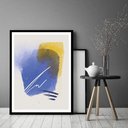 Ver imagem 1 de Quadro Decorativo Abstrato Azul Amarelo - 70x50cm:moldura Preta