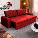 Ver imagem 1 de Sofá Cama Bangkok sem Caixa 2,30m Retrátil e Reclinável com Molas Velut Vermelho- King House