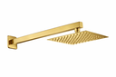 Ver imagem 1 de Ducha Chuveiro Quadrada 20x20 Slim Gás Solar Piscina Banheiro Dourado Escovado Metal Premium