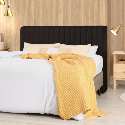 Cabeceira Cama Box Casal 1,40m Estofada Havai Linho Marrom Escuro