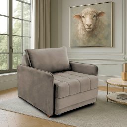 Poltrona Cama Reclinável Retrátil Viena Veludo Capuccino - Loja Sheep - 2
