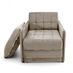 Poltrona Cama Reclinável Retrátil Viena Veludo Capuccino - Loja Sheep - 1
