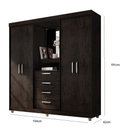 Ver imagem 1 de Guarda-Roupa com Espelho 4 Portas 4 Gavetas 2218 Café - Araplac