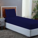 Ver imagem 2 de Roupa de Cama Solteiro 400 Fios 2 Peças Hotel Pousada Macio Acetinado:azul Marinho