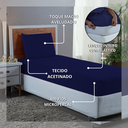 Ver imagem 4 de Roupa de Cama Solteiro 400 Fios 2 Peças Hotel Pousada Macio Acetinado:azul Marinho