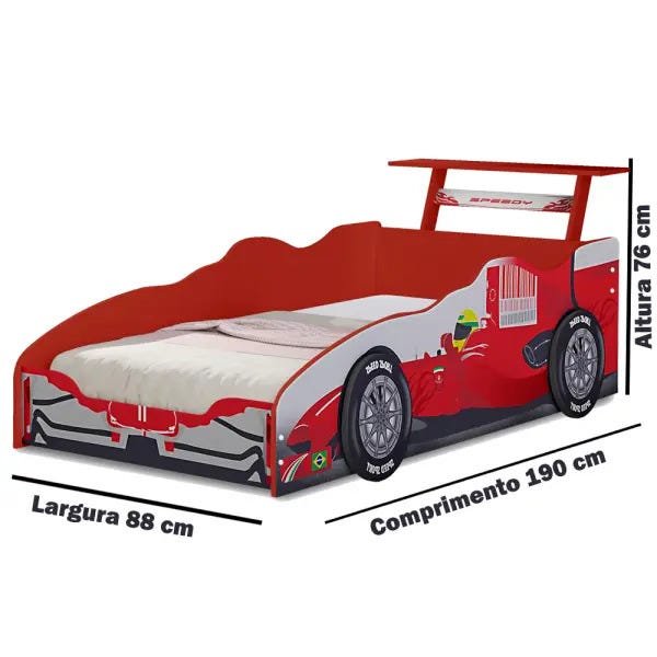 Quarto Infantil Menino Carro McVeloz Com Cama e Guarda Roupa