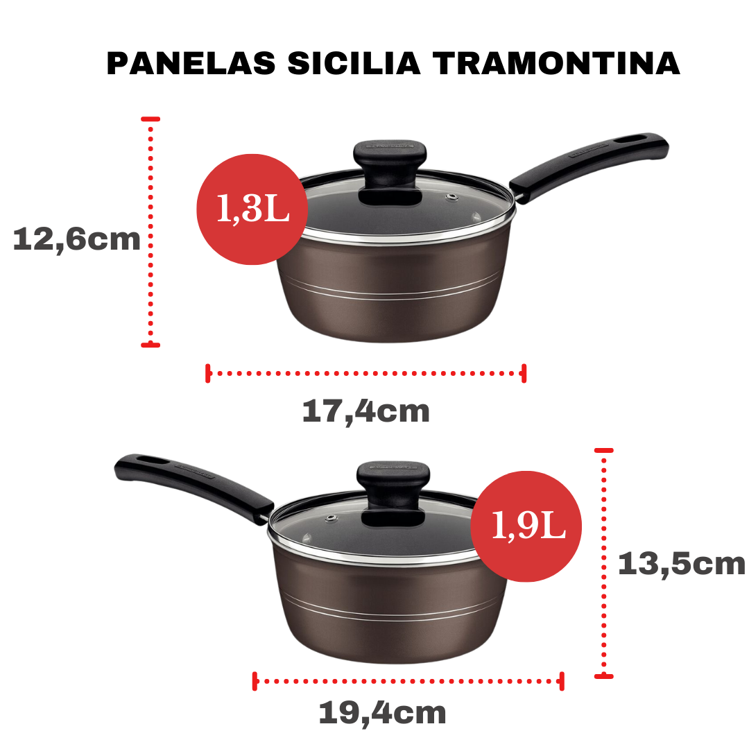 Jogo de Panelas Tramontina Antiaderente Starflon Excellent Sicilia Avelã Kit 5 Peças - 2