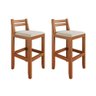 Conjunto 2 Banquetas em Madeira Maciça Ibiza 78 Cm - Malbec Assento Off White - 2