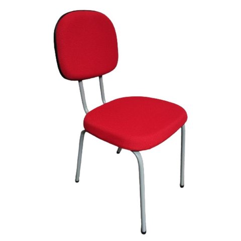 Cadeira de Escritorio Reta Palito Fixa Cinza com Vermelho Popmov Palito Reta