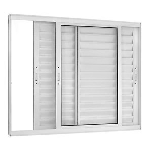 Veneziana 3 Folhas de Correr Alumínio Branco 120x120 Linha 25