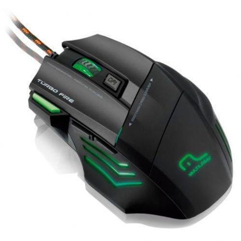 Mouse Gamer Multilaser Profissional Warrior 7 Botões 3200 Dpi Preto Usb + Mousepad - Mo207