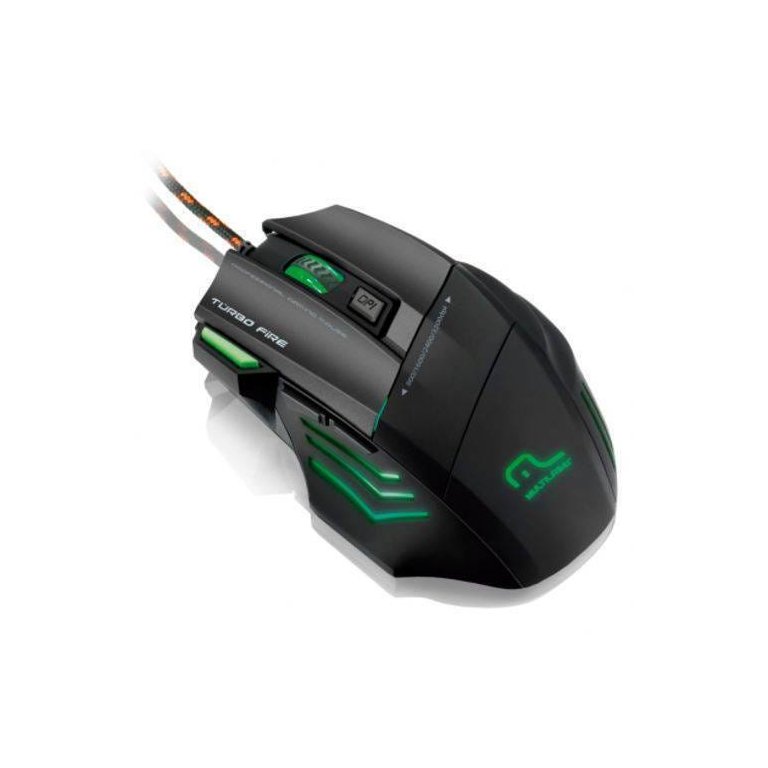 Mouse Gamer Multilaser Profissional Warrior 7 Botões 3200 Dpi Preto Usb + Mousepad - Mo207