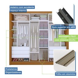 Guarda Roupa Casal 3 Portas 6 Gavetas Nápoli Minastex Carvalho - 4