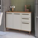 Ver mais imagens de Cozinha Modulada 6PEÇAS com Tampo 120cm Torre Quente para 2 Fornos Nicho Decorativo Isabelle Bege/Freijó/Arenas