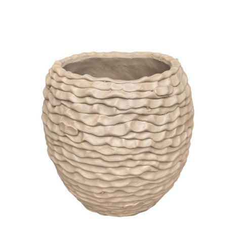Vaso de Ceramica Marrom com Texturas 21cm