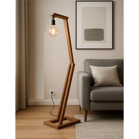 Luminária Perola Madeira Minimalista Quarto Sala Leitura Modelo Pelicano