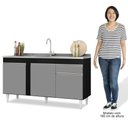 Ver imagem 3 de Balcão Gabinete Para Pia 150cm 3 Portas 1 Gaveta Preto/Cinza