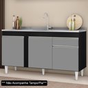 Ver imagem 6 de Balcão Gabinete Para Pia 150cm 3 Portas 1 Gaveta Preto/Cinza