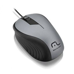 Mouse Óptico Com Fio Emborrachado Cinza e Preto Multilaser - 1