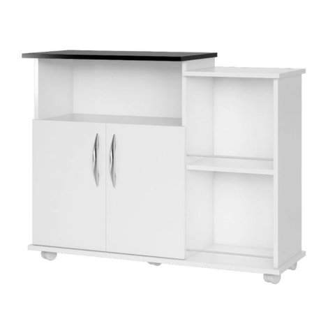 Armário Balcão Bebedouro e Microondas 2 Portas Preto ClickForte Armário Fruteira Branco