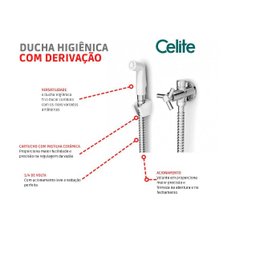 Ducha Higiênica Up Celite com Derivação Cromado - 4