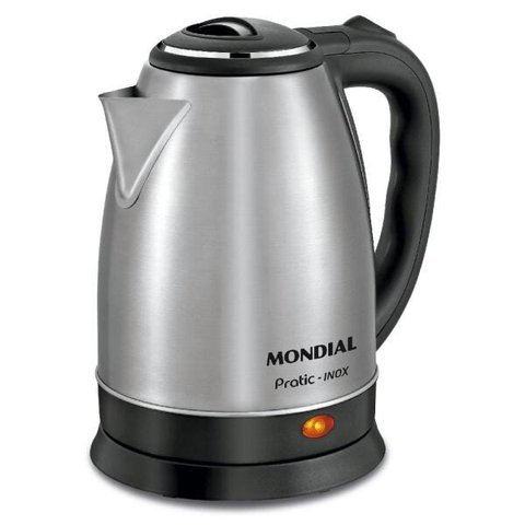 Chaleira Elétrica Mondial Pratic, 1200W, Desligamento Automático, 2L, Preto/Inox - CE-06 220V