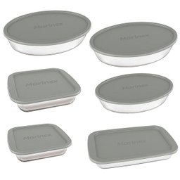 Jogo de Assadeiras Marinex, 6 Peças, Com Tampa, Vidro - 1