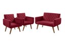Ver imagem 1 de Conjunto Anabelle 2 Poltronas de 1 Lugar 1 Poltrona 2 Lugares Braço Unidecor Bordô