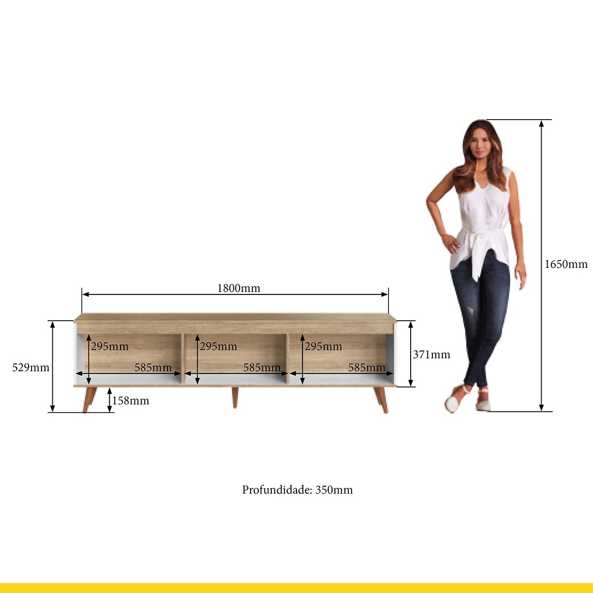 Rack Retrô para Sala TV até 60 Pol 180 x 52 Cm MDP Branco - 3