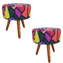 Ver imagem 1 de Kit 2 Puffs para Sala, Puff Redondo, Suede Romero Britto