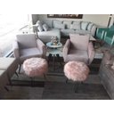 Ver imagem 2 de Puff Redondo Pelúcia Alta Rosê Pés Palito