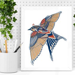 Quadro Arte Andorinha Moderna 45x34cm - com Vidro:moldura Preta - 2