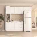 Ver imagem 4 de Cozinha Amara 4 Peças 240x224,5cm Armários Aéreos Paneleiro Balcão Tampo Rodapé Branco 250096