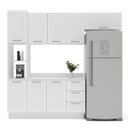 Ver imagem 5 de Cozinha Amara 4 Peças 240x224,5cm Armários Aéreos Paneleiro Balcão Tampo Rodapé Branco 250096