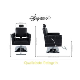 Cadeira Hidráulica Reclinável Barbeiro Salão Pelegrin PEL-006A Preto - 2