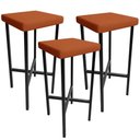 Ver imagem 1 de Kit 03 Banquetas Alta Bar Cozinha Sala de Jantar Preto Stella L02 Tecido Terracota - Lyam Decor
