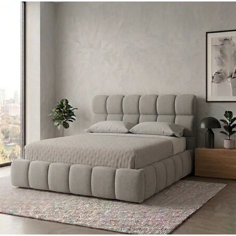 Cama Queen Estofada Cabeceira Acolchoada Confortável