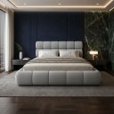 Ver imagem 3 de Cama Queen Estofada Cabeceira Acolchoada Confortável