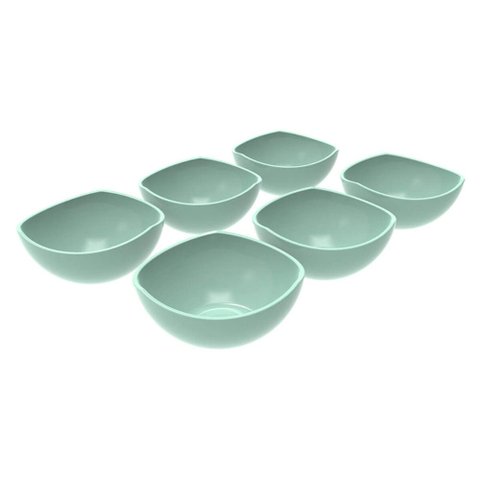 Conjunto 6 Potes de Sobremesa Doces 265ml Plástico Verde Menta Trio Crippa