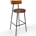 Ver imagem 3 de Kit 05 Banquetas Alta Bar Cozinha Sala De Jantar Milão L02 Couríssimo Whisky Marrom - Lyam Decor