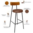 Ver imagem 4 de Kit 05 Banquetas Alta Bar Cozinha Sala De Jantar Milão L02 Couríssimo Whisky Marrom - Lyam Decor