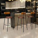 Ver imagem 2 de Kit 05 Banquetas Alta Bar Cozinha Sala De Jantar Milão L02 Couríssimo Whisky Marrom - Lyam Decor