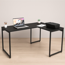 Ver imagem 1 de Mesa Escritório em L Escrivaninha Industrial de Canto 100% Mdf Premium Preto e Aço