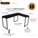 Ver imagem 3 de Mesa Escritório em L Escrivaninha Industrial de Canto 100% Mdf Premium Preto e Aço