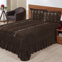 Kit Cobre Leito Casal King Lisse 03 Peças Colcha Marrom - 1