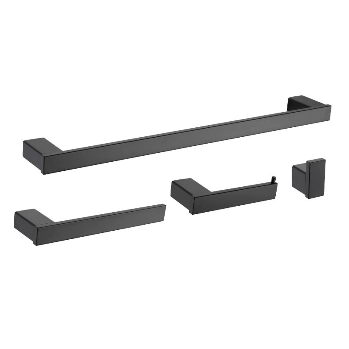 Kit de Acessórios para Banheiro Lavatório Lavabo em Metal Luxo 4 Peças Preto Fosco Black Matte