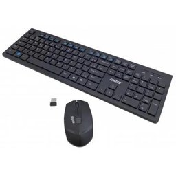 Kit Teclado e Mouse Wireless Preto Feasso - 1