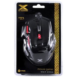 MOUSE GAMER VX GAMING BLACK WIDOW 2400 DPI AJUSTAVEL E 06 BOTOES PRETO COM VERMELHO USB - GM102 - 10